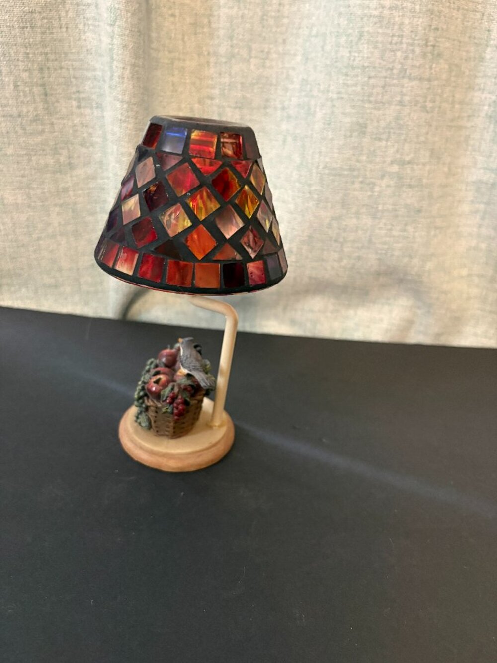 Candle Holder 7" Small Candle Lamp w/Tiffany Style Stained Glass Shade